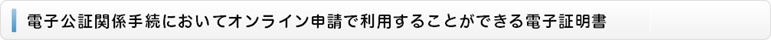 電子公証関係手続においてオンライン申請で利用することができる電子証明書